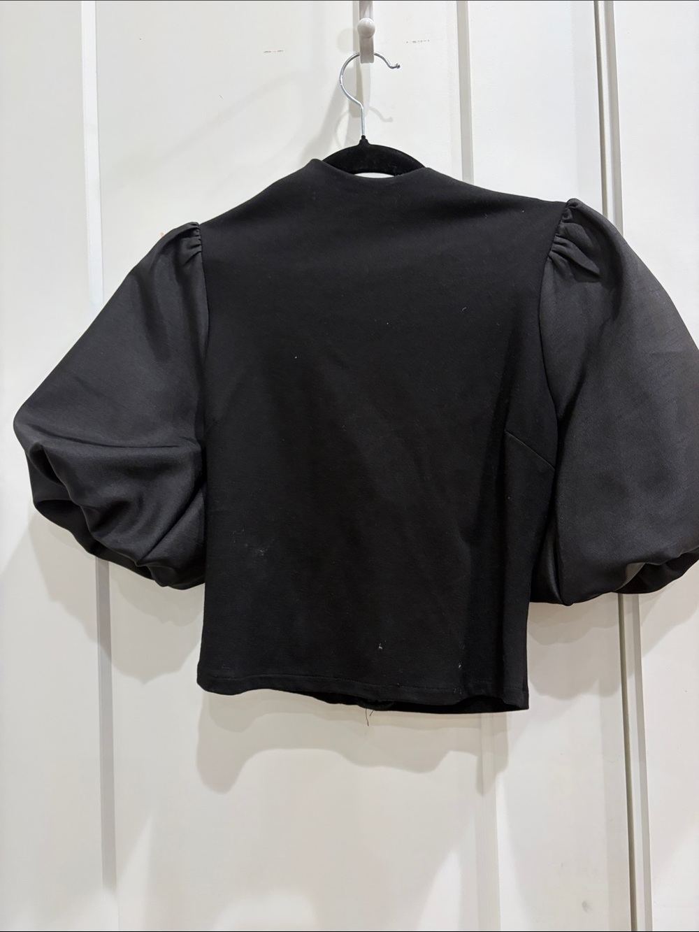 Anthropologie Black Puff Sleeve Mock Neck Top